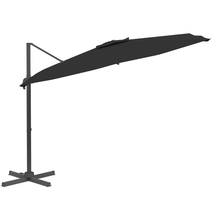 Vidaxl -schwimmendes Parasol mit Aluminiumpol 400x300 cm Schwarz