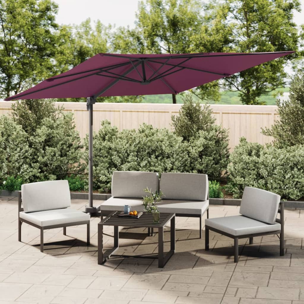 Vidaxl -schwimmendes Parasol mit Aluminiumpol 400x300 cm Burgunderrot