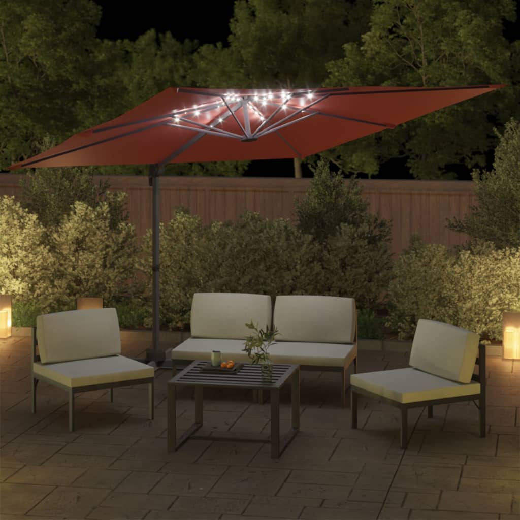 Vidaxl-schwimmendes Parasol mit LED-Beleuchtung 400x300 cm Terracotta-farbig