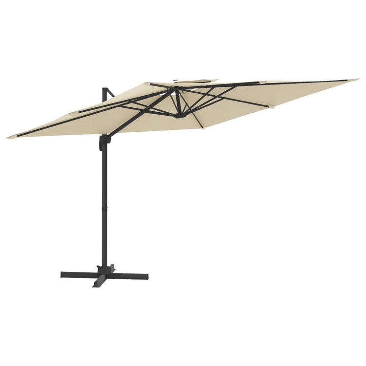 Vidaxl schwimmend Parasol mit Doppeldach 300 x 300 cm Sandweiß