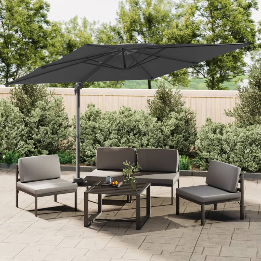 Vidaxl -schwimmendes Parasol mit Doppeldach 400 x 300 cm Anthrazit -Verschärft
