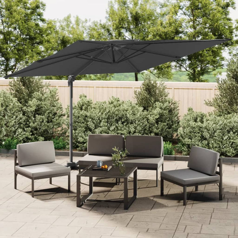 Vidaxl -schwimmendes Parasol mit Doppeldach 400 x 300 cm Anthrazit -Verschärft