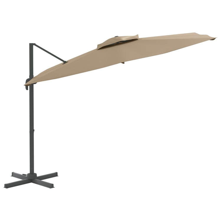 Vidaxl -schwimmendes Parasol mit doppelter Top 400x300 cm Taupe