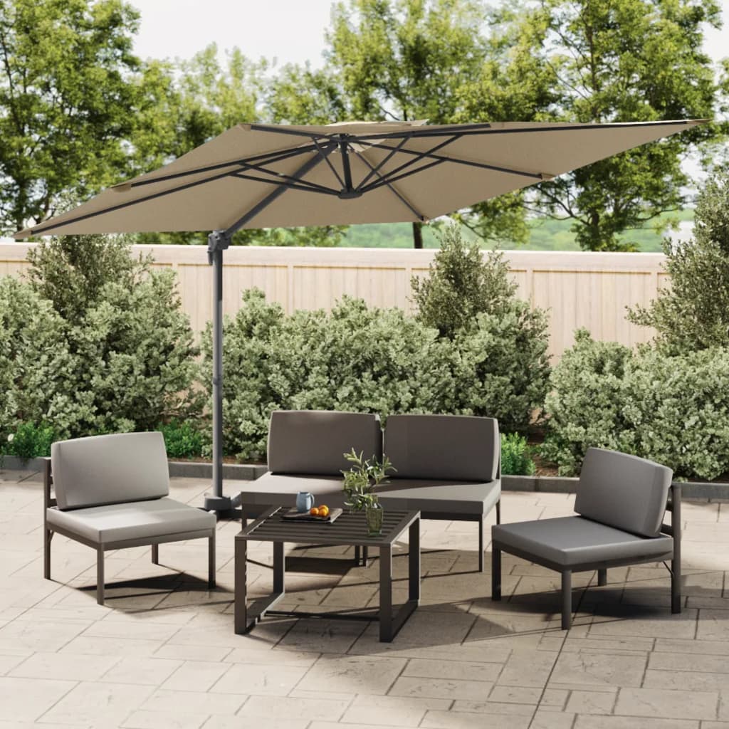 Vidaxl -schwimmendes Parasol mit doppelter Top 400x300 cm Taupe