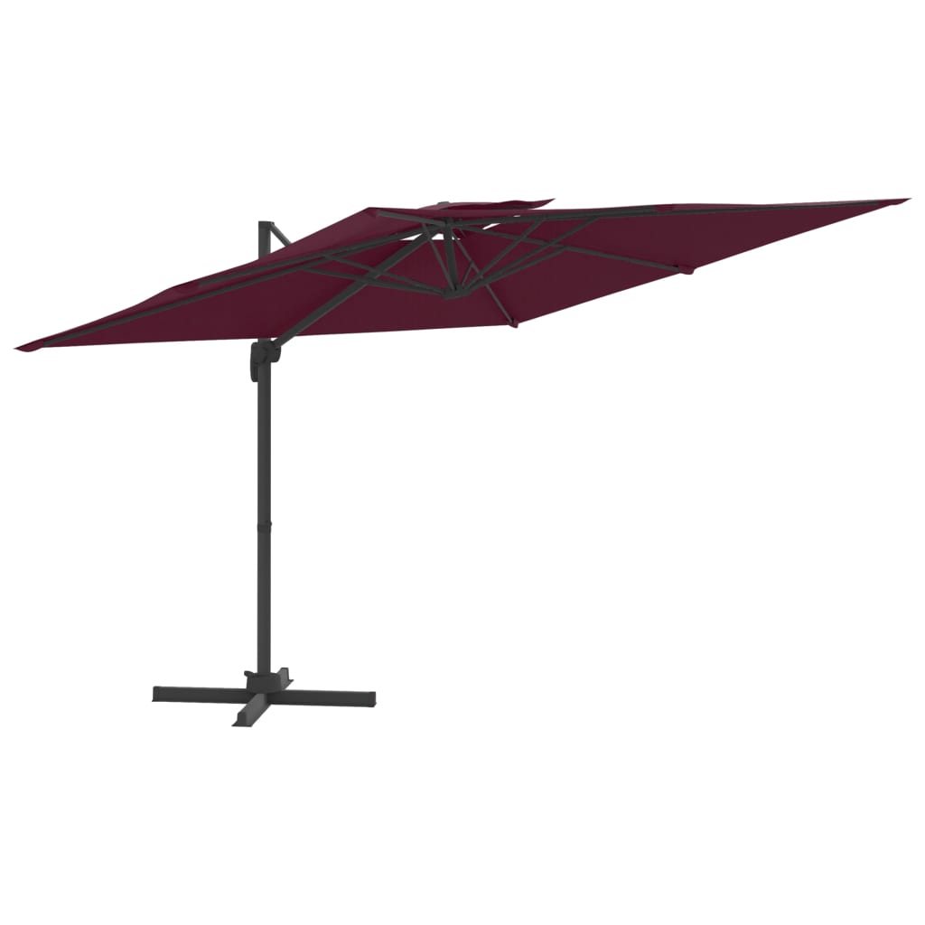 Vidaxl -schwimmendes Parasol mit Doppeldach 300x300 cm Burgunderrot