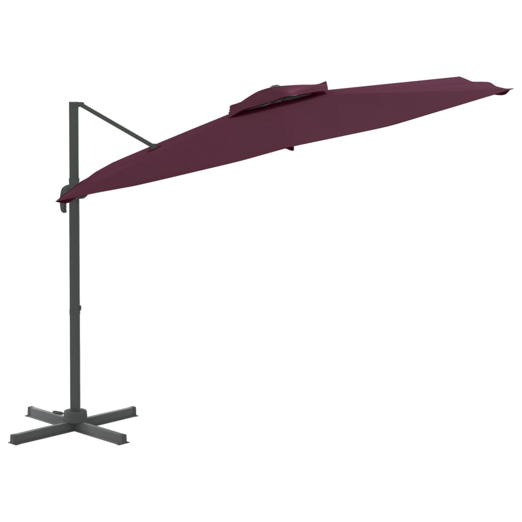 Vidaxl -schwimmendes Parasol mit Doppeldach 300x300 cm Burgunderrot