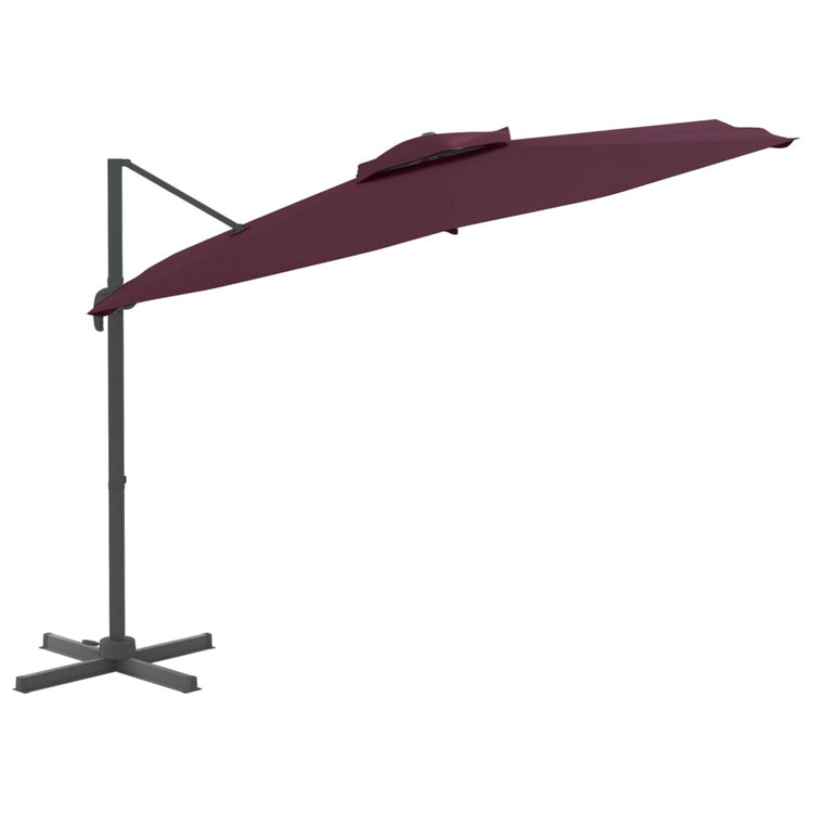 Vidaxl -schwimmendes Parasol mit Doppeldach 300x300 cm Burgunderrot