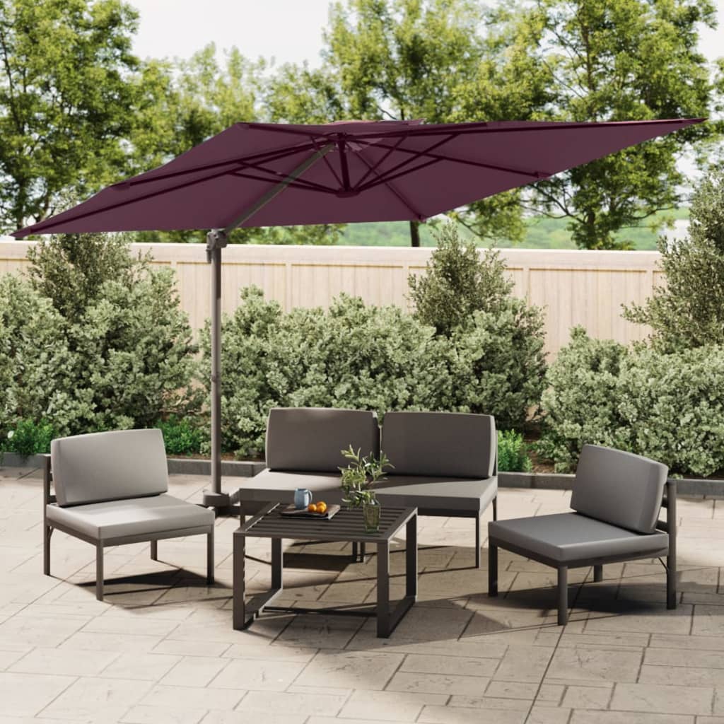 Vidaxl schwimmendes Parasol mit Doppeldach 400x300 cm Burgunderrot