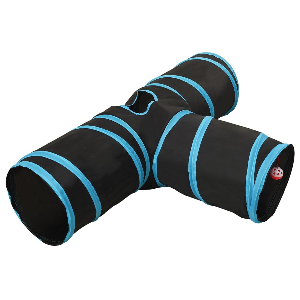Vidaxl Cat-Tunnel 3-fach 90 cm Polyesterschwarz und Blau