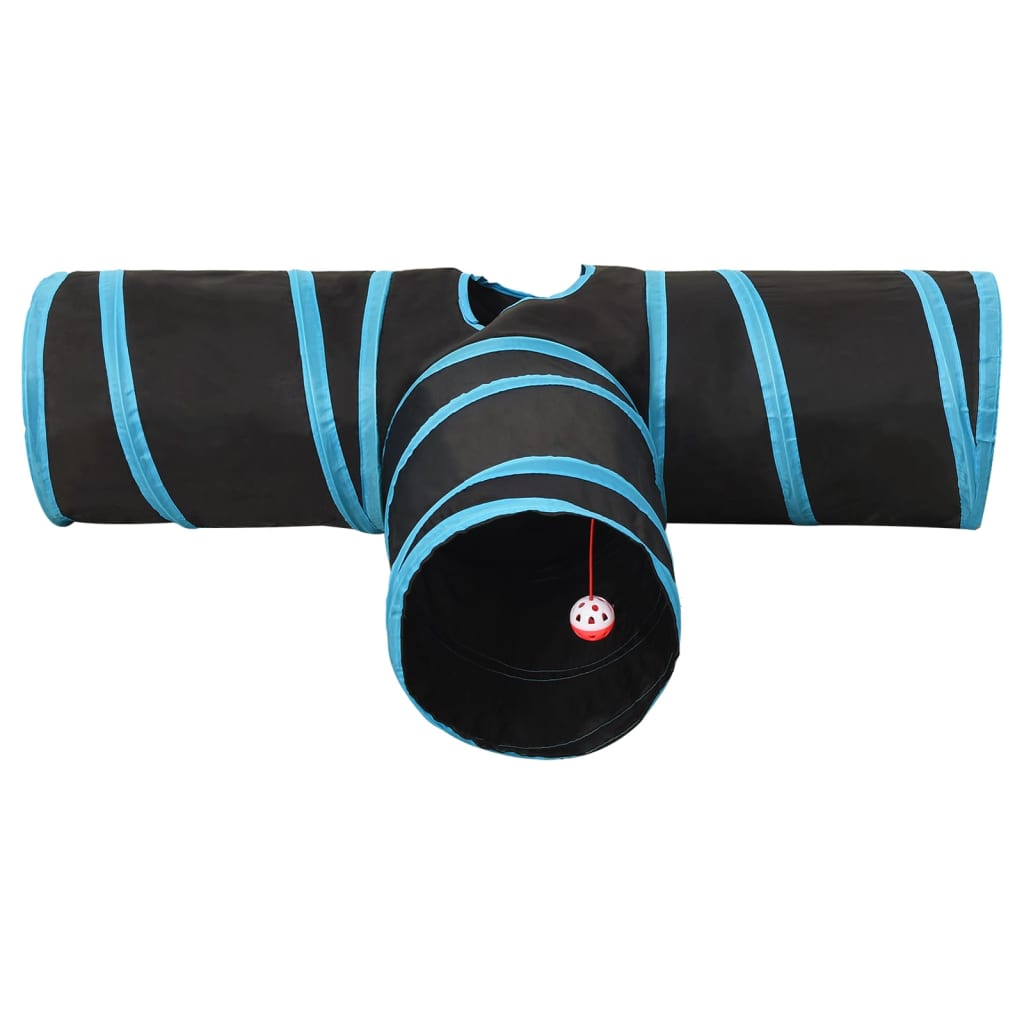 Vidaxl Cat-Tunnel 3-fach 90 cm Polyesterschwarz und Blau