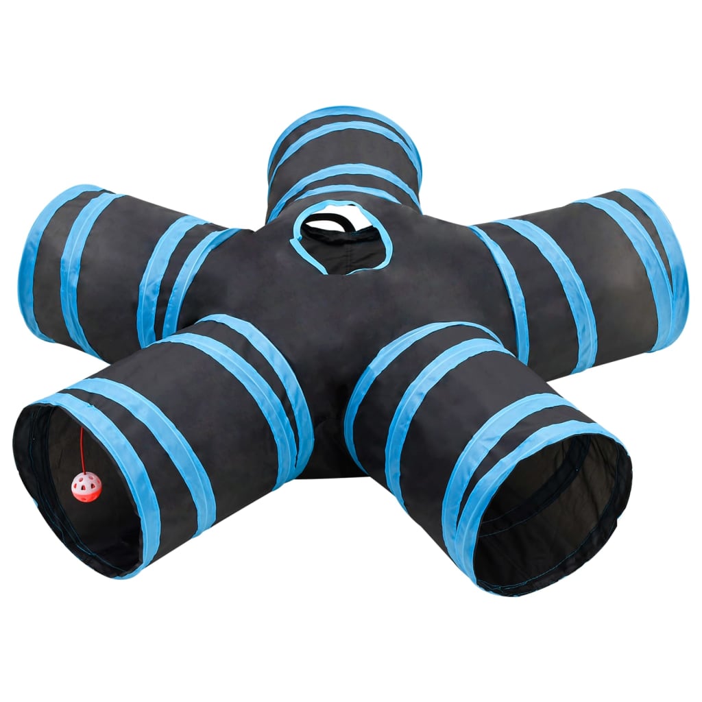 Vidaxl Cat Tunnel 5-fach 25 cm Polyesterschwarz und Blau