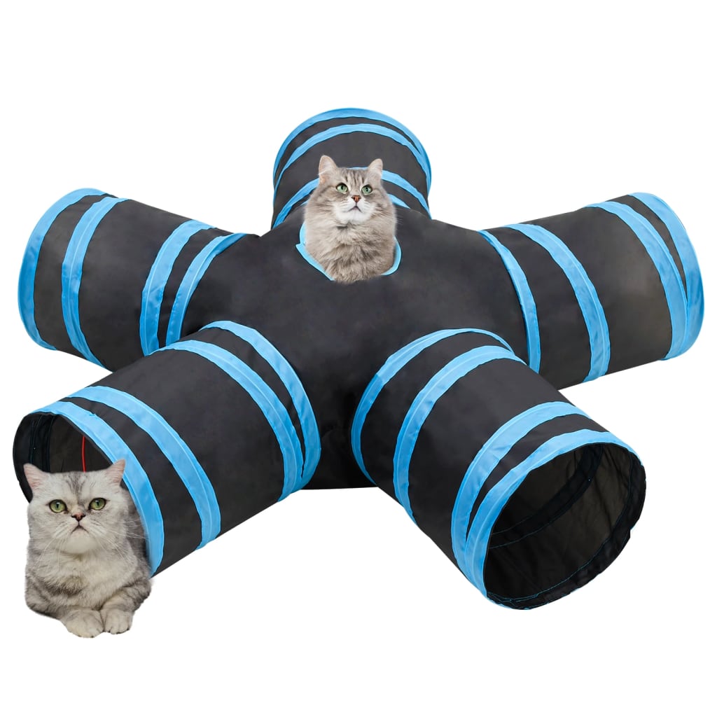 Vidaxl Cat Tunnel 5-fach 25 cm Polyesterschwarz und Blau