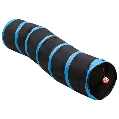 Vidaxl Cat Tunnel S-Form 122 cm Polyesterschwarz und Blau