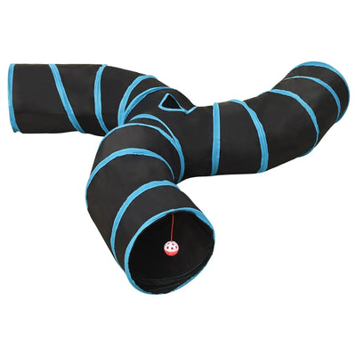 Vidaxx Katzentunnel 3-fach 25 cm Polyester Schwarz und Blau