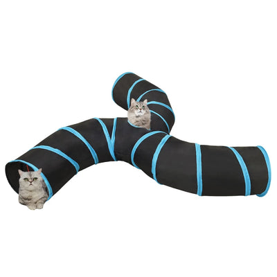 Vidaxx Katzentunnel 3-fach 25 cm Polyester Schwarz und Blau