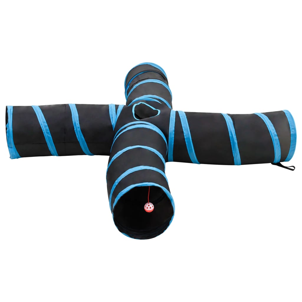VidaXL Katzentunnel 4-Wege 25 cm Polyester Schwarz und Blau