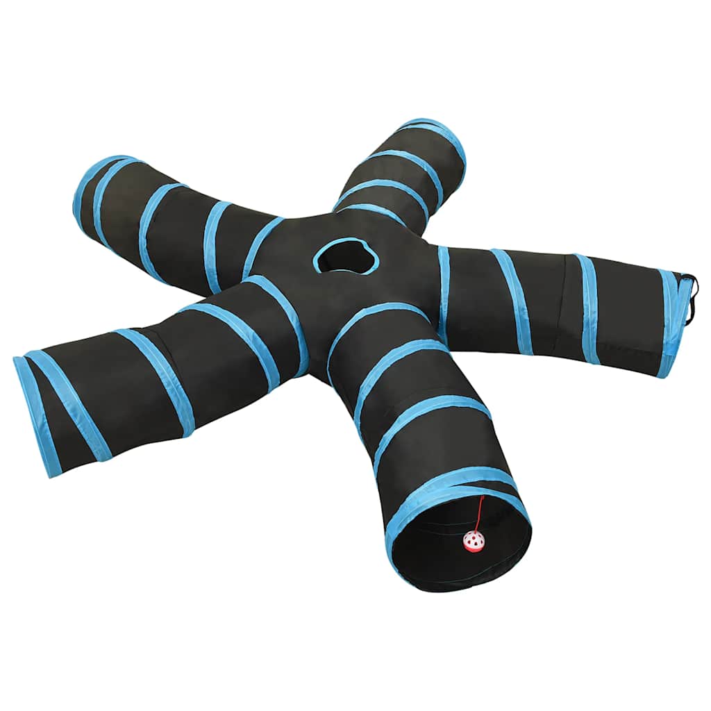 VidaXL Katzentunnel 5-fach 25 cm Polyester Schwarz und Blau