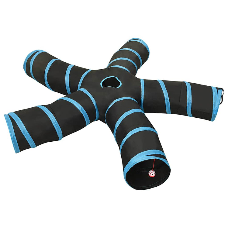 VidaXL Katzentunnel 5-fach 25 cm Polyester Schwarz und Blau
