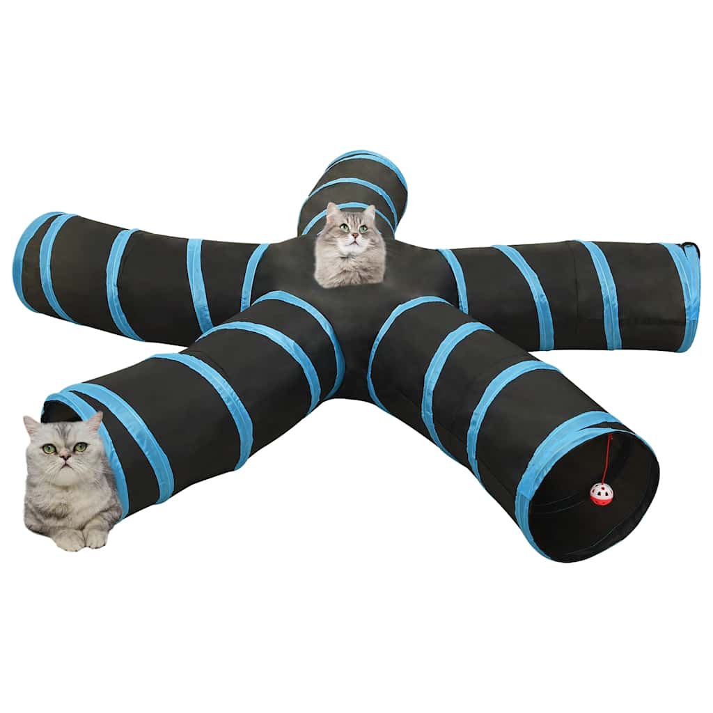 VidaXL Katzentunnel 5-fach 25 cm Polyester Schwarz und Blau