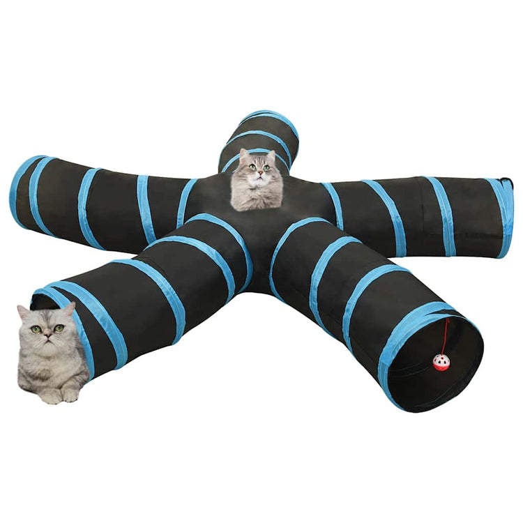 VidaXL Katzentunnel 5-fach 25 cm Polyester Schwarz und Blau