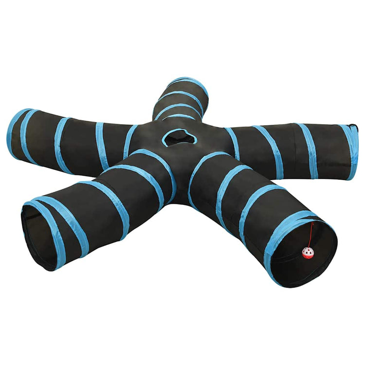 VidaXL Katzentunnel 5-fach 25 cm Polyester Schwarz und Blau