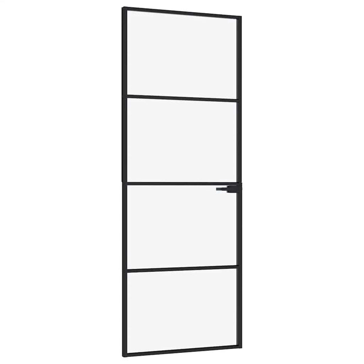Vidaxl Innenür 76x201,5 cm gehärtetes Glas und Aluminiumschmal schwarz