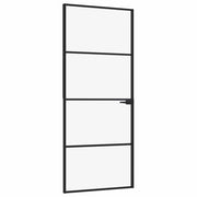 Vidaxl Innenür 83x201,5 cm gehärtetes Glas und Aluminium schmal schwarz - afbeelding 2