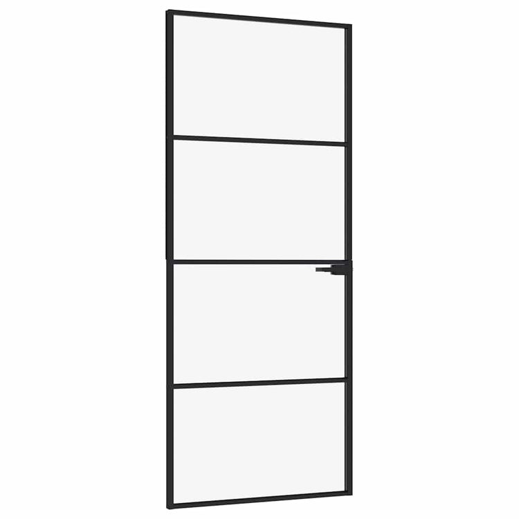 Vidaxl Innenür 83x201,5 cm gehärtetes Glas und Aluminium schmal schwarz