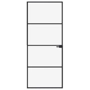 Vidaxl Innenür 83x201,5 cm gehärtetes Glas und Aluminium schmal schwarz - afbeelding 3