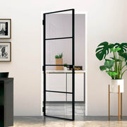 Vidaxl Innenür 83x201,5 cm gehärtetes Glas und Aluminium schmal schwarz - afbeelding 1
