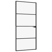 Vidaxl Innenür 93x201,5 cm gehärtetes Glas und Aluminiumschmal schwarz - afbeelding 2