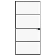 Vidaxl Innenür 93x201,5 cm gehärtetes Glas und Aluminiumschmal schwarz - afbeelding 3