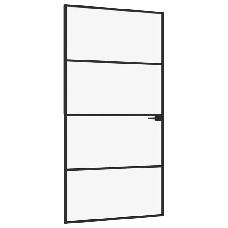Vidaxl Innenür 102x201,5 cm gehärtetes Glas und Aluminium schmal schwarz