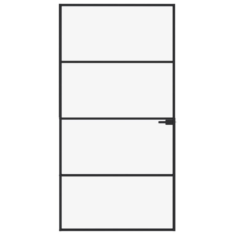 Vidaxl Innenür 102x201,5 cm gehärtetes Glas und Aluminium schmal schwarz