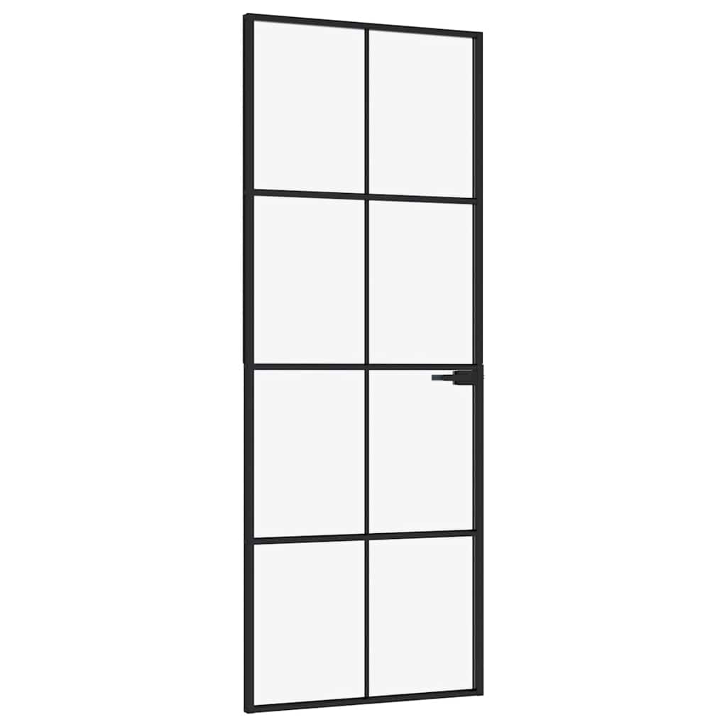 Vidaxl Innenür 76x201,5 cm gehärtetes Glas und Aluminiumschmal schwarz