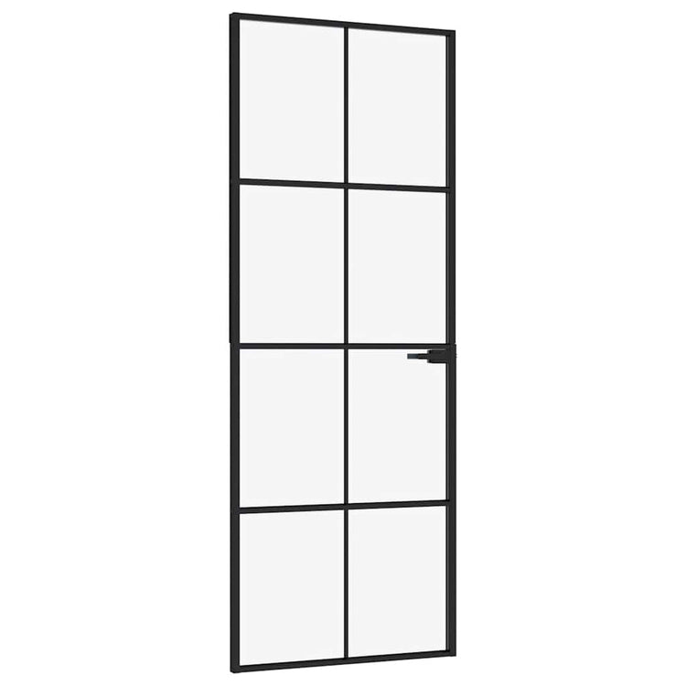 Vidaxl Innenür 76x201,5 cm gehärtetes Glas und Aluminiumschmal schwarz