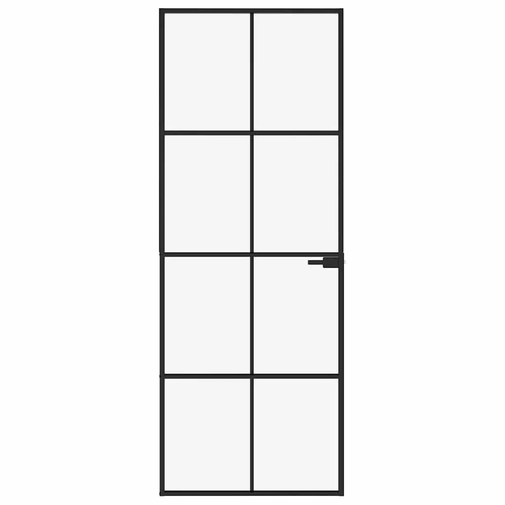 Vidaxl Innenür 76x201,5 cm gehärtetes Glas und Aluminiumschmal schwarz