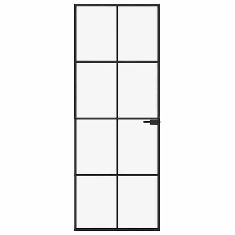 Vidaxl Innenür 76x201,5 cm gehärtetes Glas und Aluminiumschmal schwarz