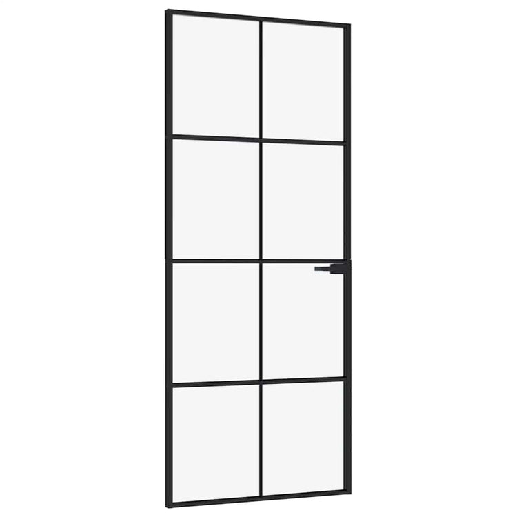 Vidaxl Innenür 83x201,5 cm gehärtetes Glas und Aluminium schmal schwarz
