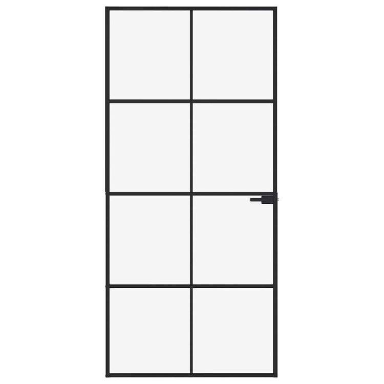 Vidaxl Innenür 93x201,5 cm gehärtetes Glas und Aluminiumschmal schwarz