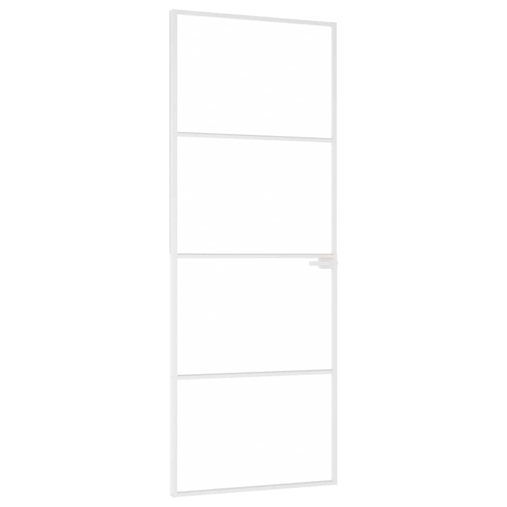 Vidaxl Innenür 76x201,5 cm gehärtetes Glas und Aluminiumschmal weiß