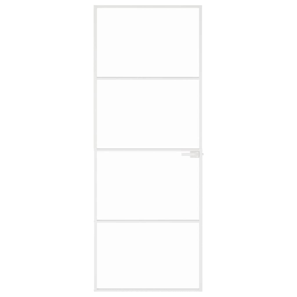 Vidaxl Innenür 76x201,5 cm gehärtetes Glas und Aluminiumschmal weiß