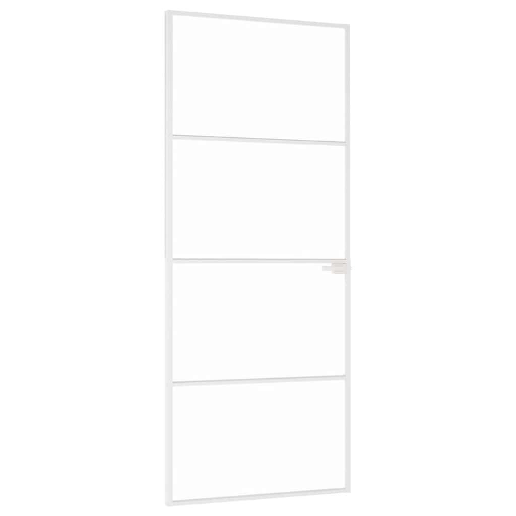 VIDAXL Innenür 83x201,5 cm gehärtetes Glas und Aluminiumschmal weiß