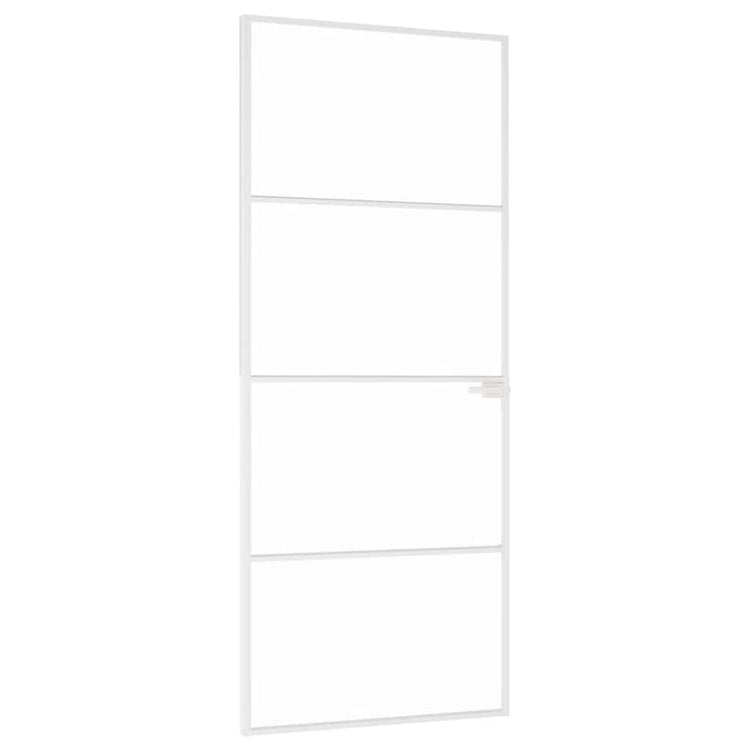VIDAXL Innenür 83x201,5 cm gehärtetes Glas und Aluminiumschmal weiß