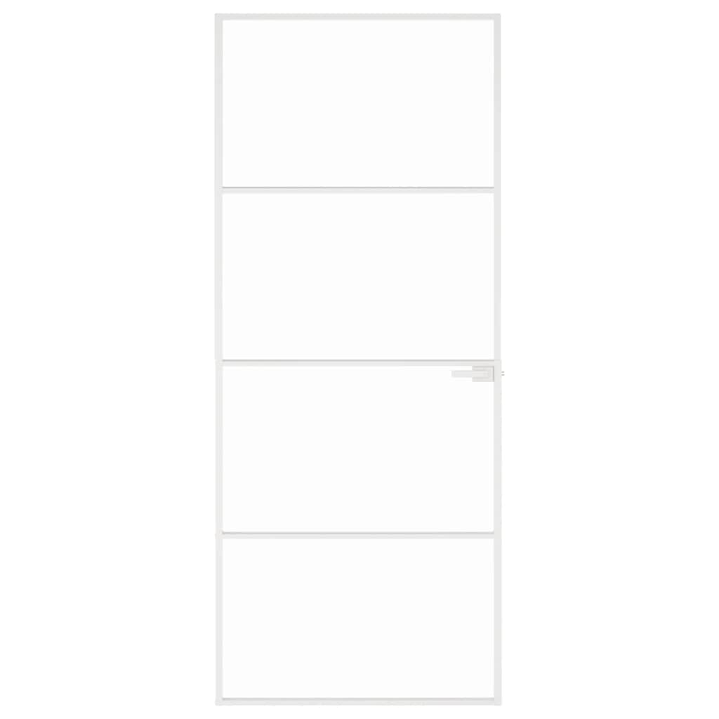 VIDAXL Innenür 83x201,5 cm gehärtetes Glas und Aluminiumschmal weiß
