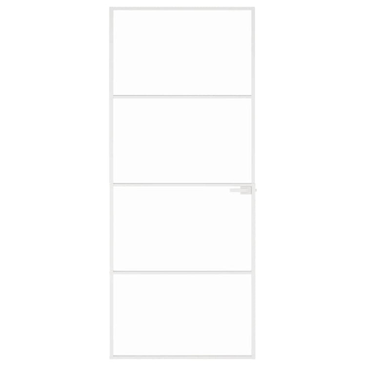 VIDAXL Innenür 83x201,5 cm gehärtetes Glas und Aluminiumschmal weiß