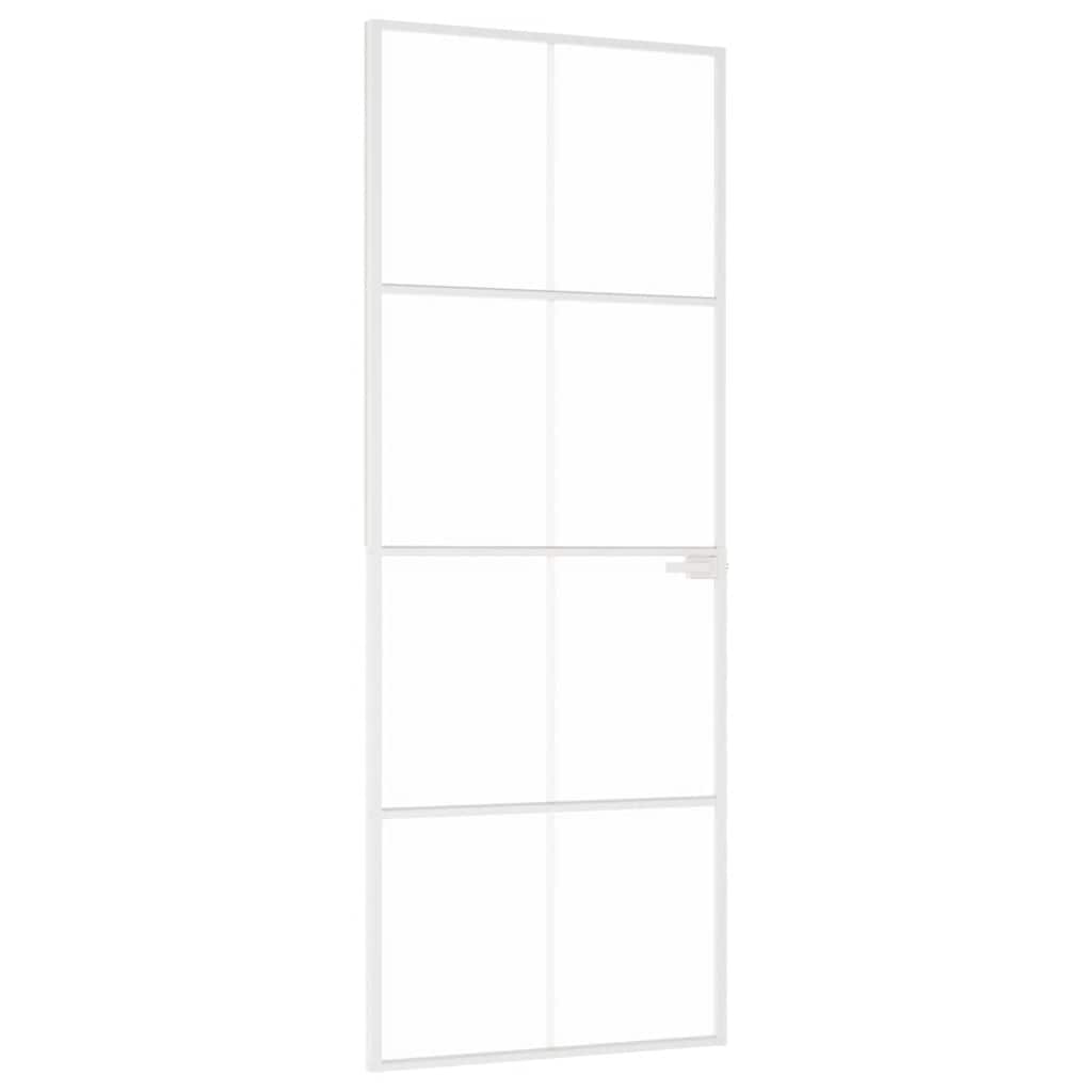 Vidaxl Innenür 76x201,5 cm gehärtetes Glas und Aluminiumschmal weiß