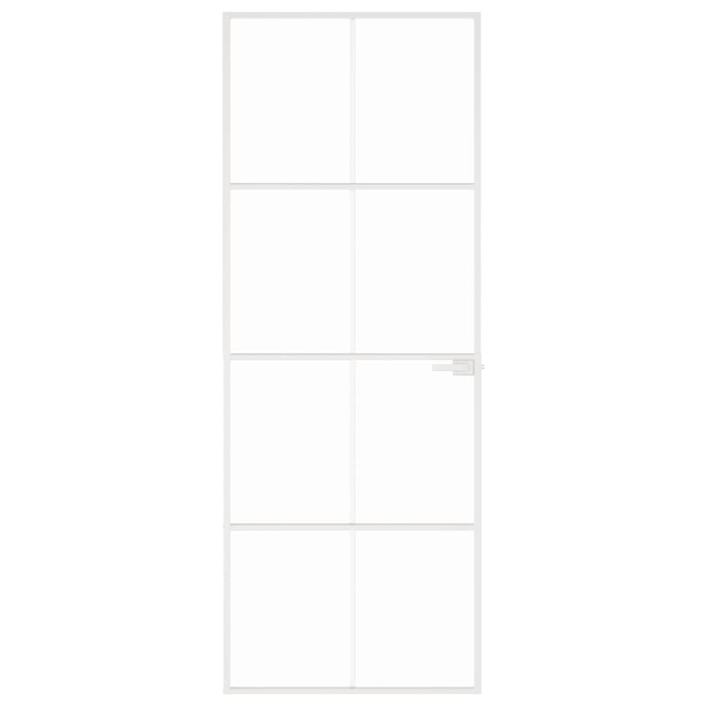 Vidaxl Innenür 76x201,5 cm gehärtetes Glas und Aluminiumschmal weiß