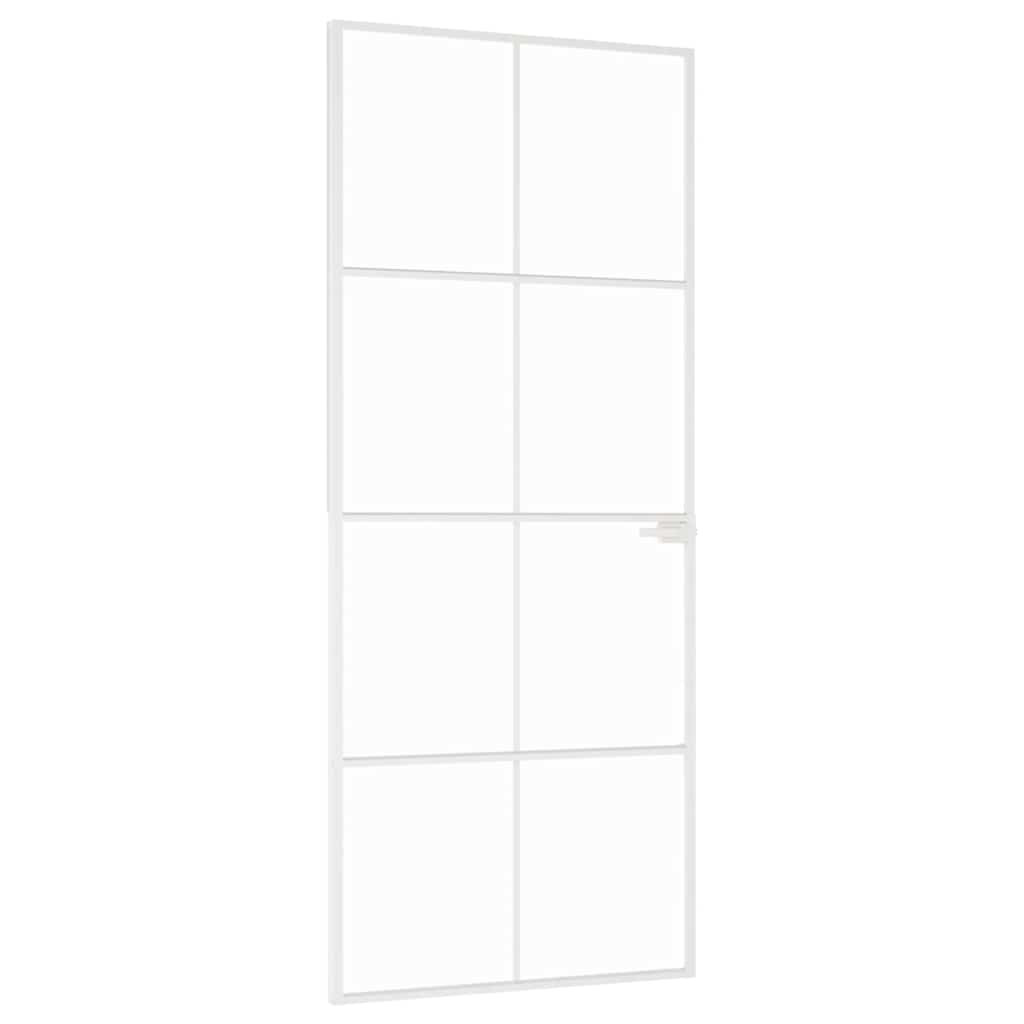 Vidaxx Innentür 83x201,5 cm Hartglas und Aluminium schmal weiß