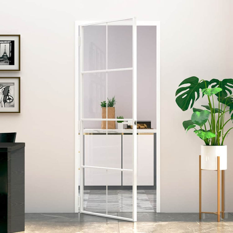 Vidaxx Innentür 83x201,5 cm Hartglas und Aluminium schmal weiß
